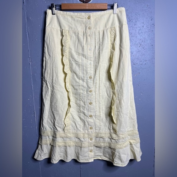 Free People Whitney Midi Skirt Yellow size Yellow - Picture 3 of 10